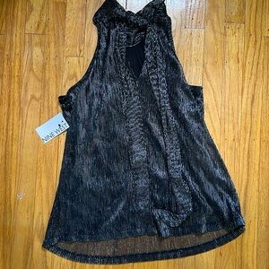 Black sparkling tie halter top